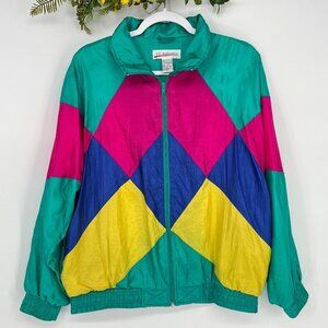 J.S Authentics Windbreaker Zip Up Jacket  Sizie‎ Medium Vintage Y2K